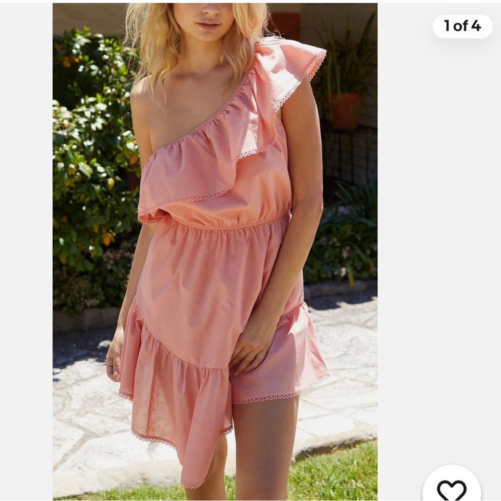 Free People LoversLane One Shoulder Ruffle Mini dress.  Lightweight Feminine